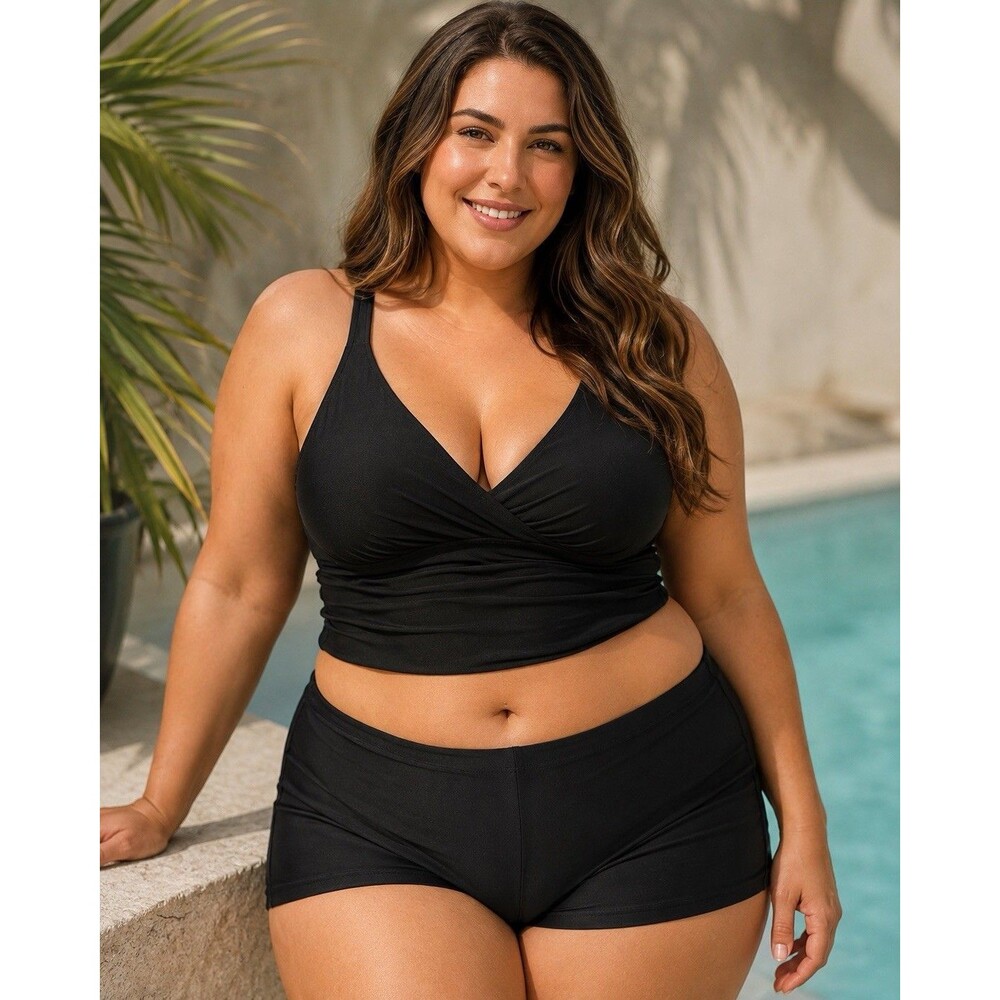 NWT Knix Womens XXL Black High Rise Boy Shorts Swim Bottoms